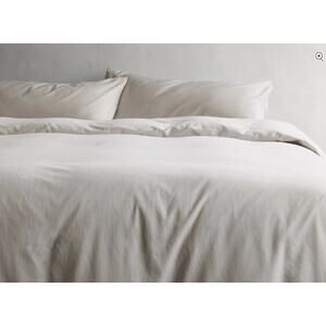 New Arhaus Italian Garment-Dyed Sateen Duvet Queen Natural